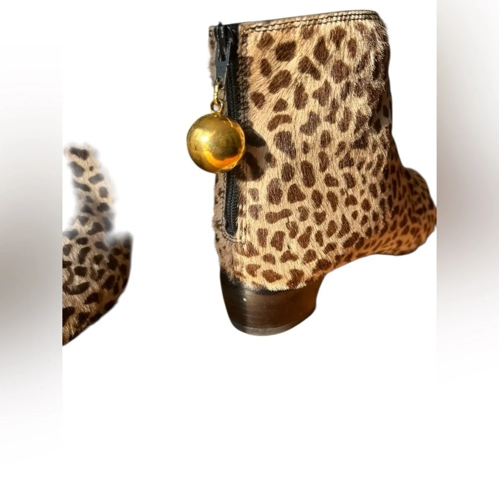 Walter Steiger Leopard Print Pony Hair Ankle Back Zipper with Ball Pull